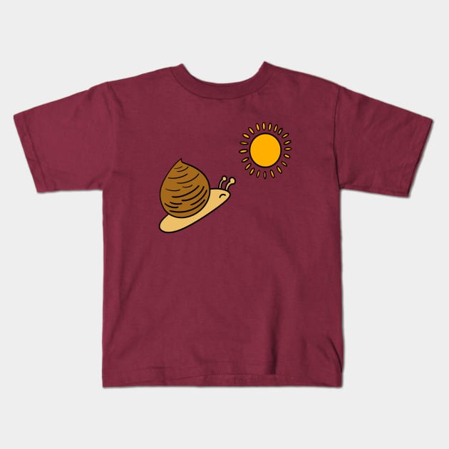 Snail towards the sun Kids T-Shirt by Andrew Hau